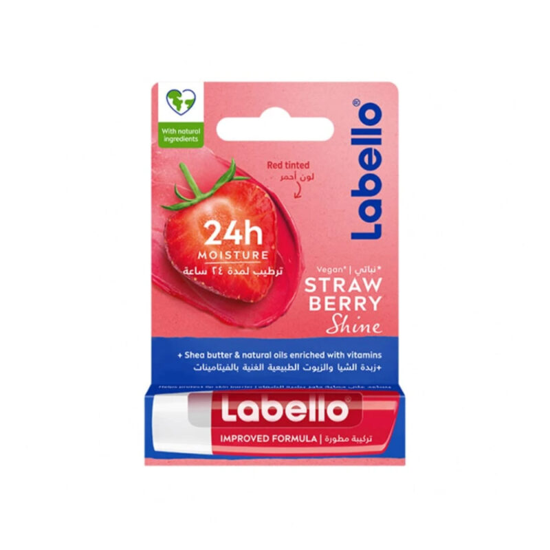 Labello Strawberry Shine Lip Care Balm 4.8gm On Vegetable Souk بالم لب مرطوبکننده لابلو توت فرنگی وزن 4.8گرم - Image 1
