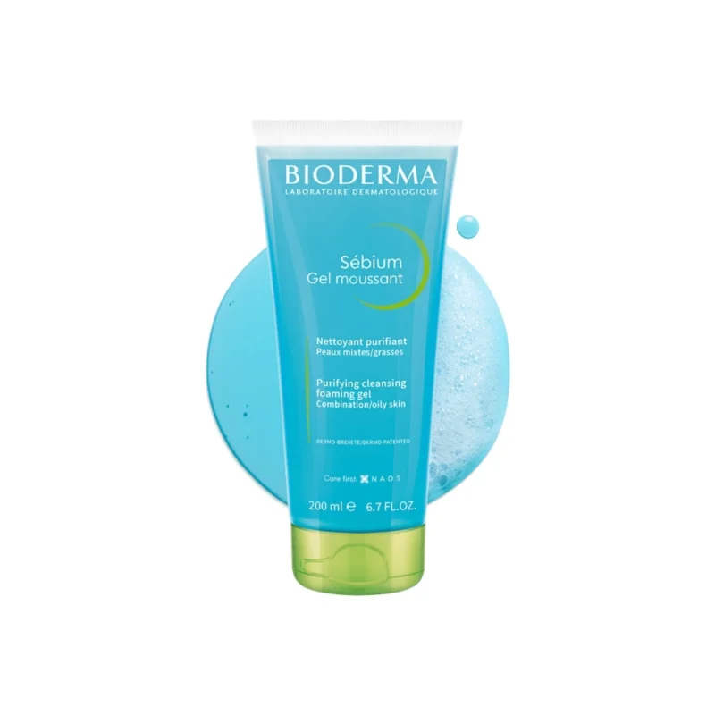 bioderma-sebium-gel-za-umivanje-moussant-200-ml ژلفوم تیوپی پوست چرب و مختلط بایودرما مدل sebium حجم 200میل - Image 1