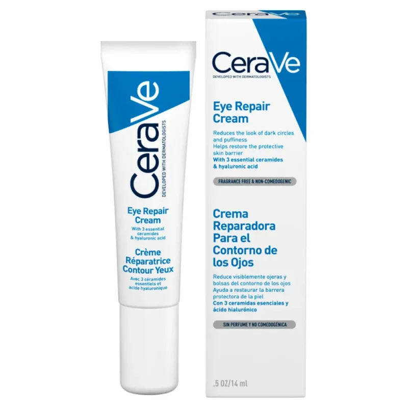 cerave-eye-repair-cream-for-dark-circles-puffiness-14-ml-with-hyaluronic-acid کرم دورچشم ترمیمکننده سراوی مدل Eye Repair حجم 14میل
