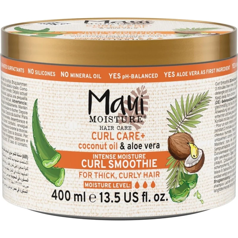 Maui Moisture Curl Quench + Coconut Oil Ultra-Hold Gel ماسک مو ضدوز آبرسان موی فر مائویی مدل Curl Smoothie حجم 400میل - Image 1