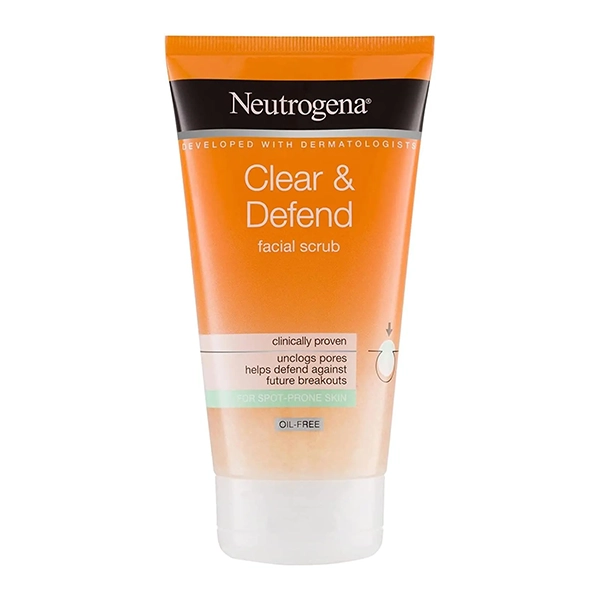 neutrogena-clear-defend-facial-scrub-150ml-5446-p-1 اسکراب ضد جوش سر سیاه نوتروژینا حجم 150 میلی لیتر