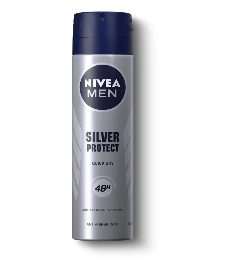 silver protect nivea اسپری ضدتعریق مردانه نیوا مدل Silver Protect حجم 150 میل - Image 1