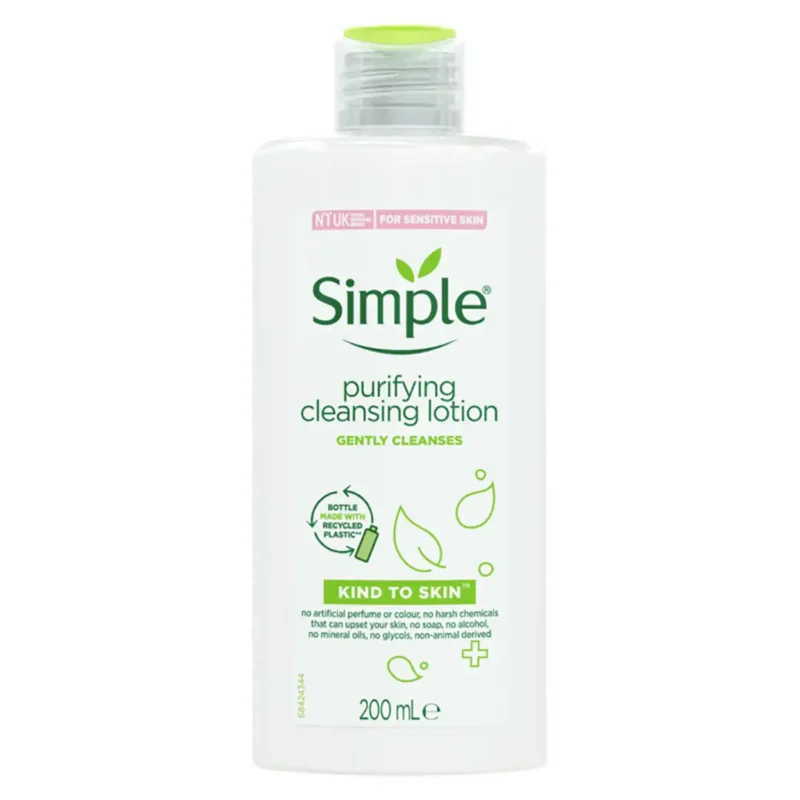 simple-kind-to-skin-purifying-cleansing-lotion-200ml لوسیون پاککننده آرایش سیمپل simple حجم 200میل