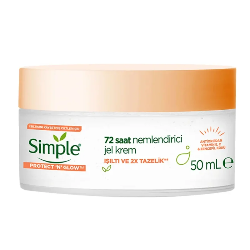 simple-moisturizing-cream-gel-protect-n-glow-model ژل کرم آبرسان سیمپل مدل Protect N Glow حجم 50 میل