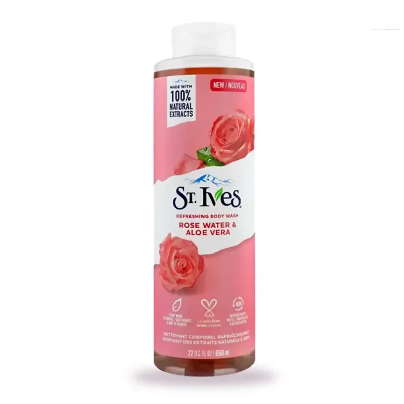 st-ives-body-shampoo-with-rose-extract-and-aloe-vera شامپو بدن سنت ایوز عصاره گل رز و الوئه ورا - حجم 650 میل