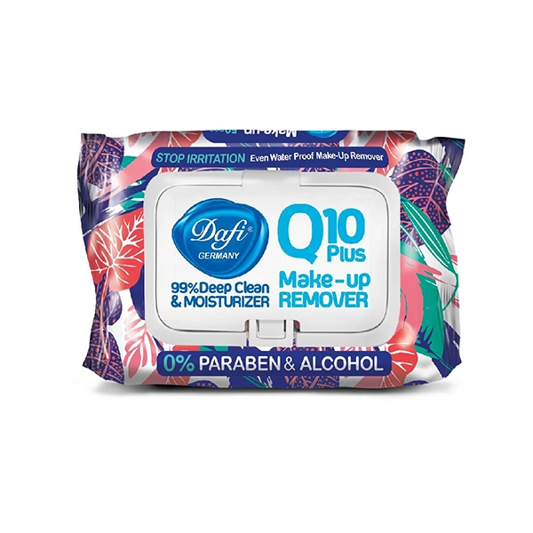 دستمال مرطوب پاک کننده آرایش Q10 گلدار درب دار دافی دستمال مرطوب پاک کننده آرایش Q10 گلدار درب دار دافی - Image 1