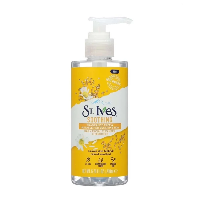ژل-شوینده-و-تسکین-دهنده-صورت-بابونه-سینت-ایوز-St-Ives-Soothing copy ژل شستشوی صورت تسکین دهنده سنت ایوز مدل Soothing حجم 200 میل - Image 1