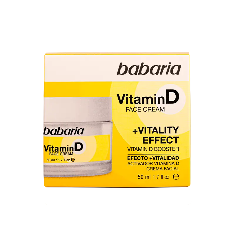 crema_caja_vitd_frontal کرم درخشان کننده صورت باباریا Vitamin D حجم 50میل - Image 1