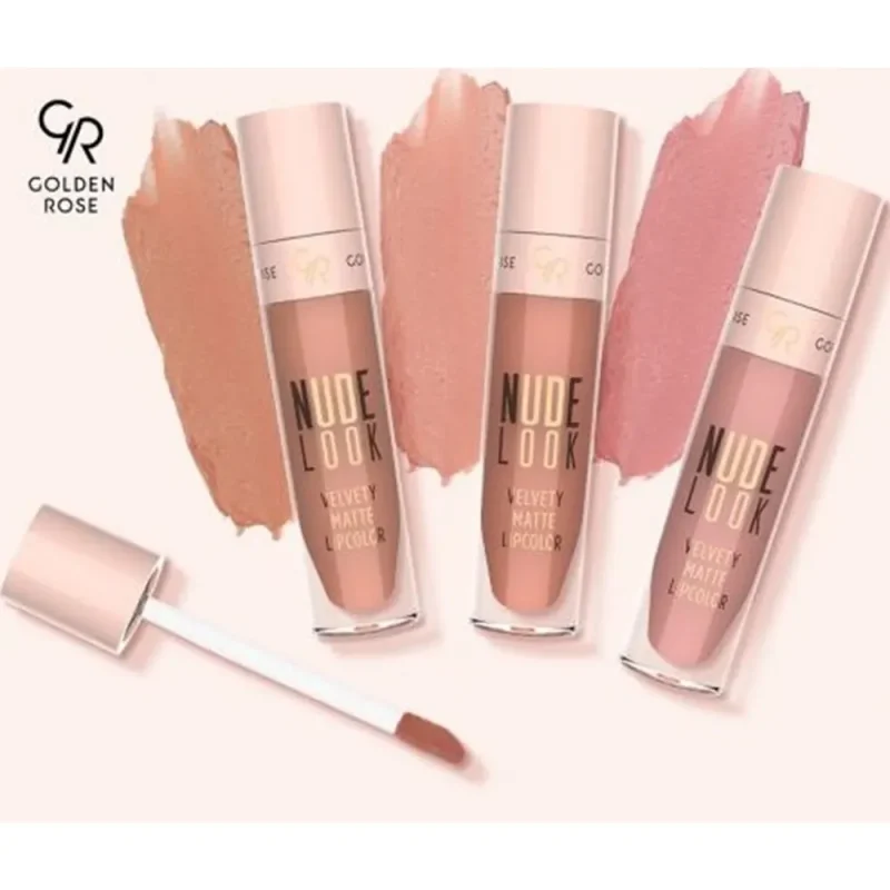 رژ لب مایع مات گلدن رز مدل Nude Look  - Image 2